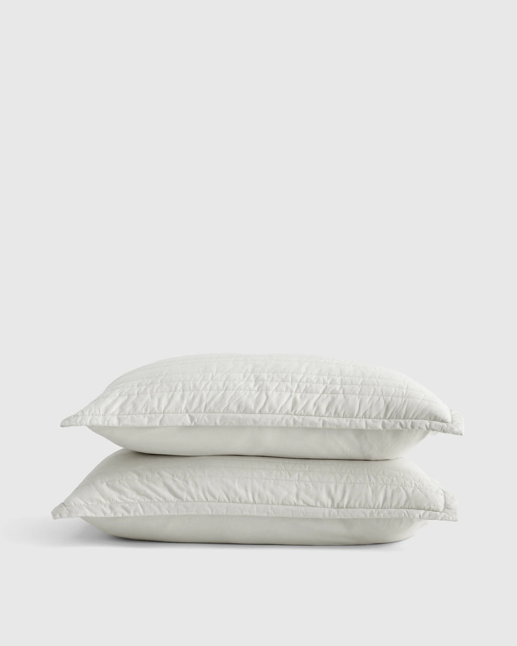 Organic Cotton Stripe Stitch Quilted Sham Set - Standard / White