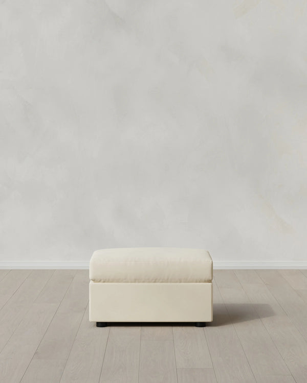 Brennan Ottoman in Performance Velvet - One Size / Taupe