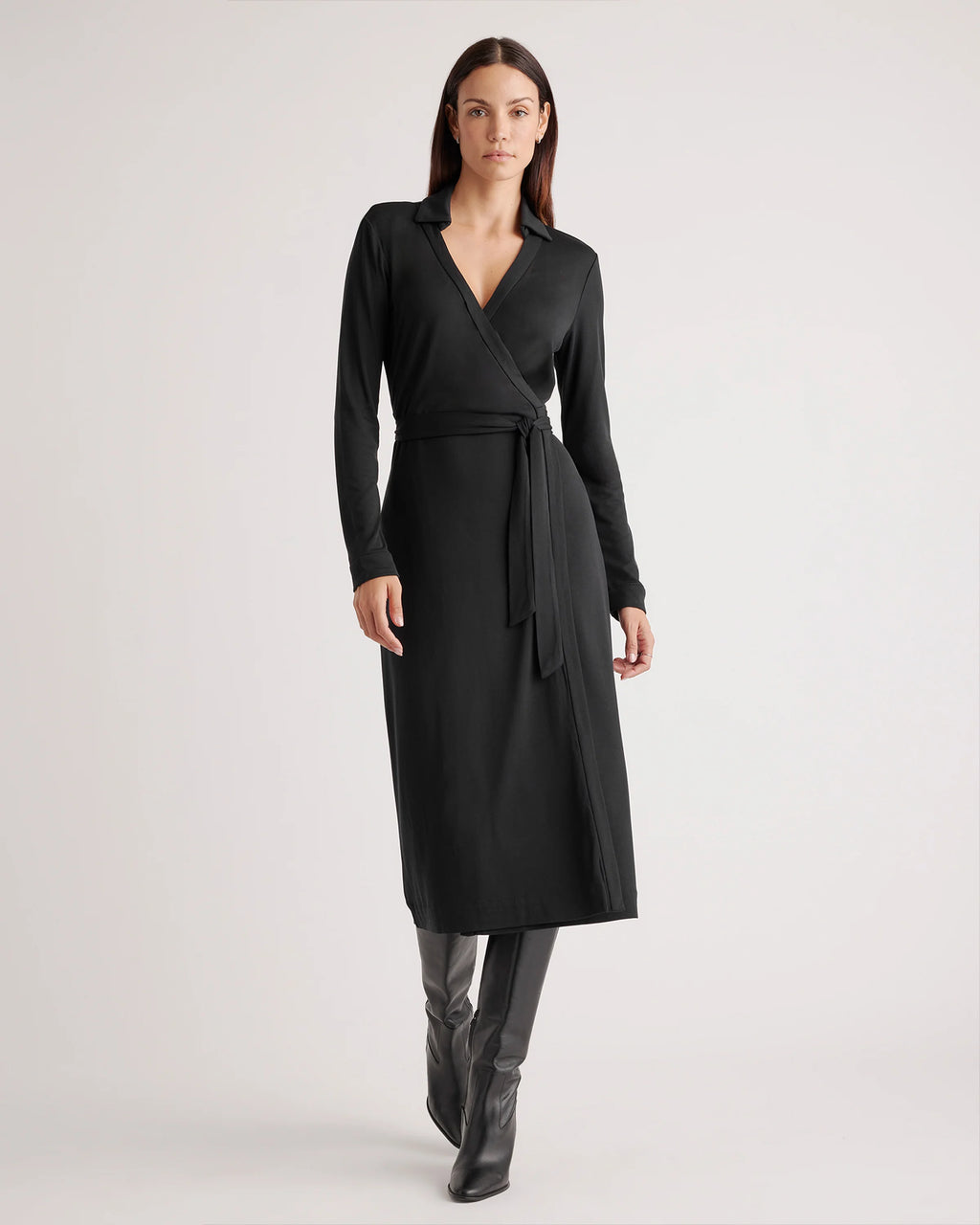 100% Silk Jersey Midi Wrap Dress - XS / Crimson Prism