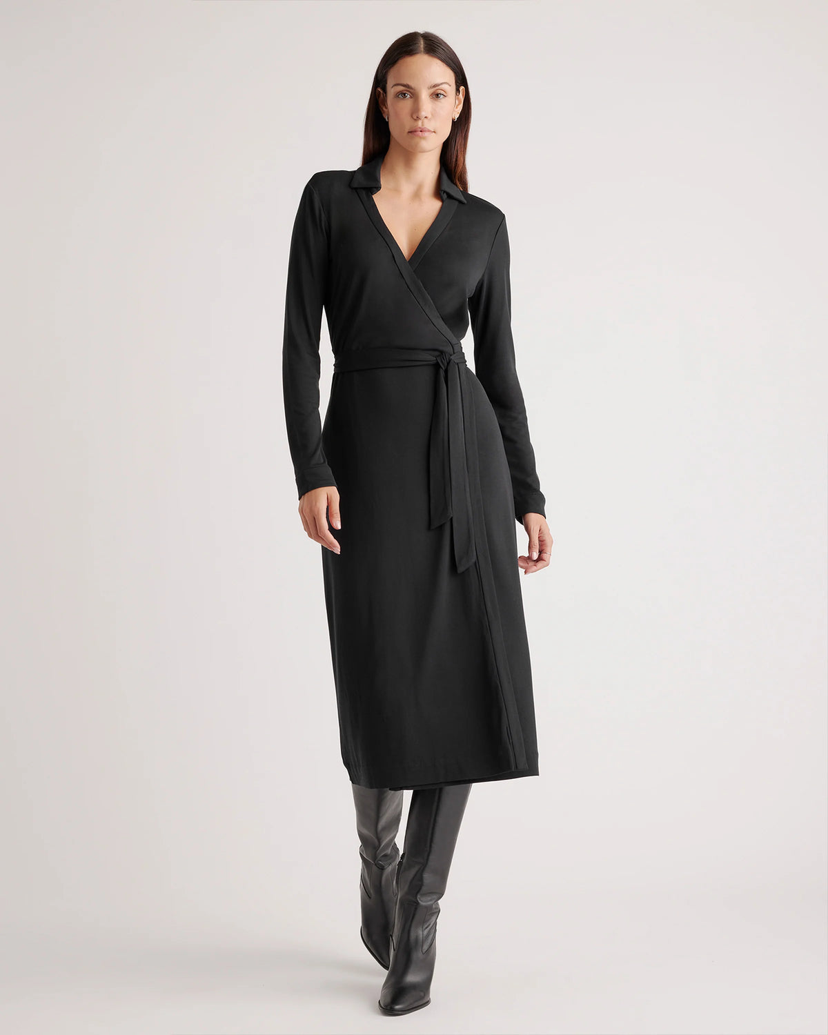 100% Silk Jersey Midi Wrap Dress - XS / Crimson Prism