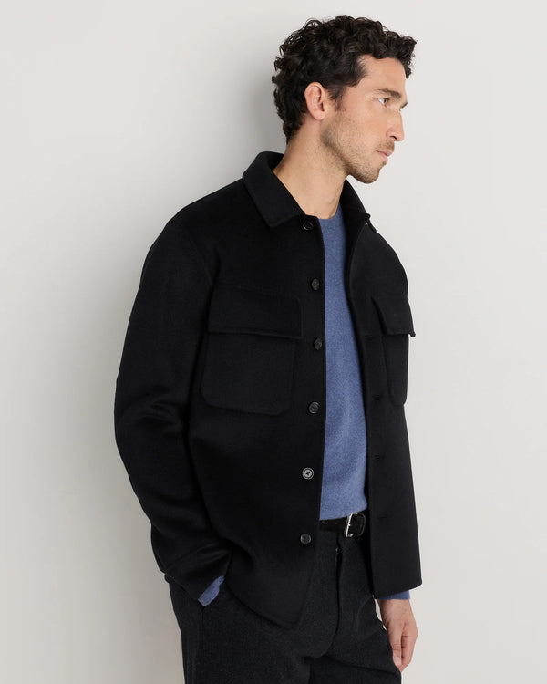 100% Mongolian Cashmere Double-Faced Shirt Jacket - S / Black