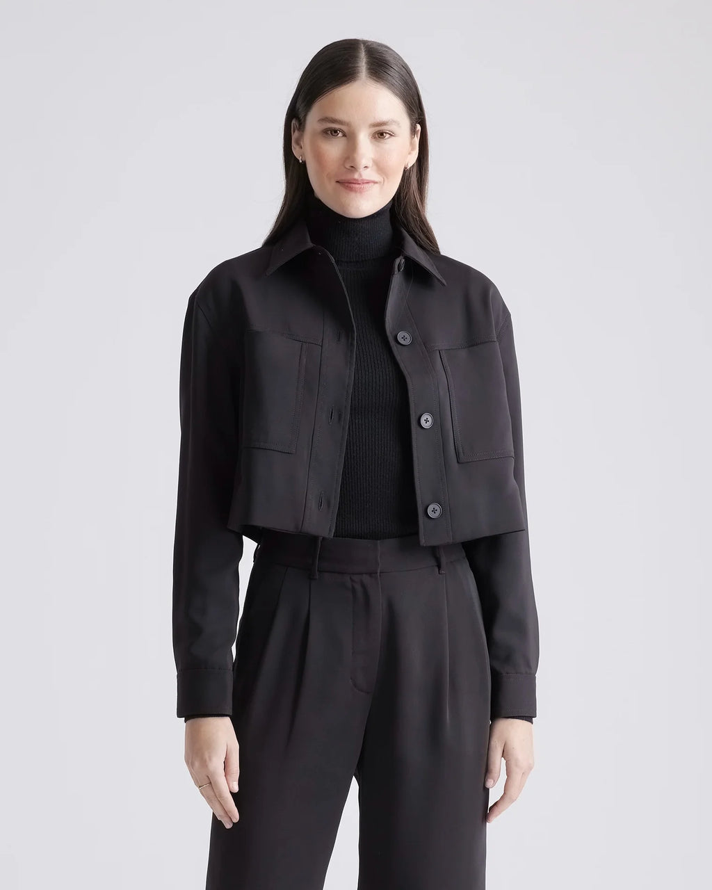 Stretch Crepe Cropped Jacket - XS / Morel