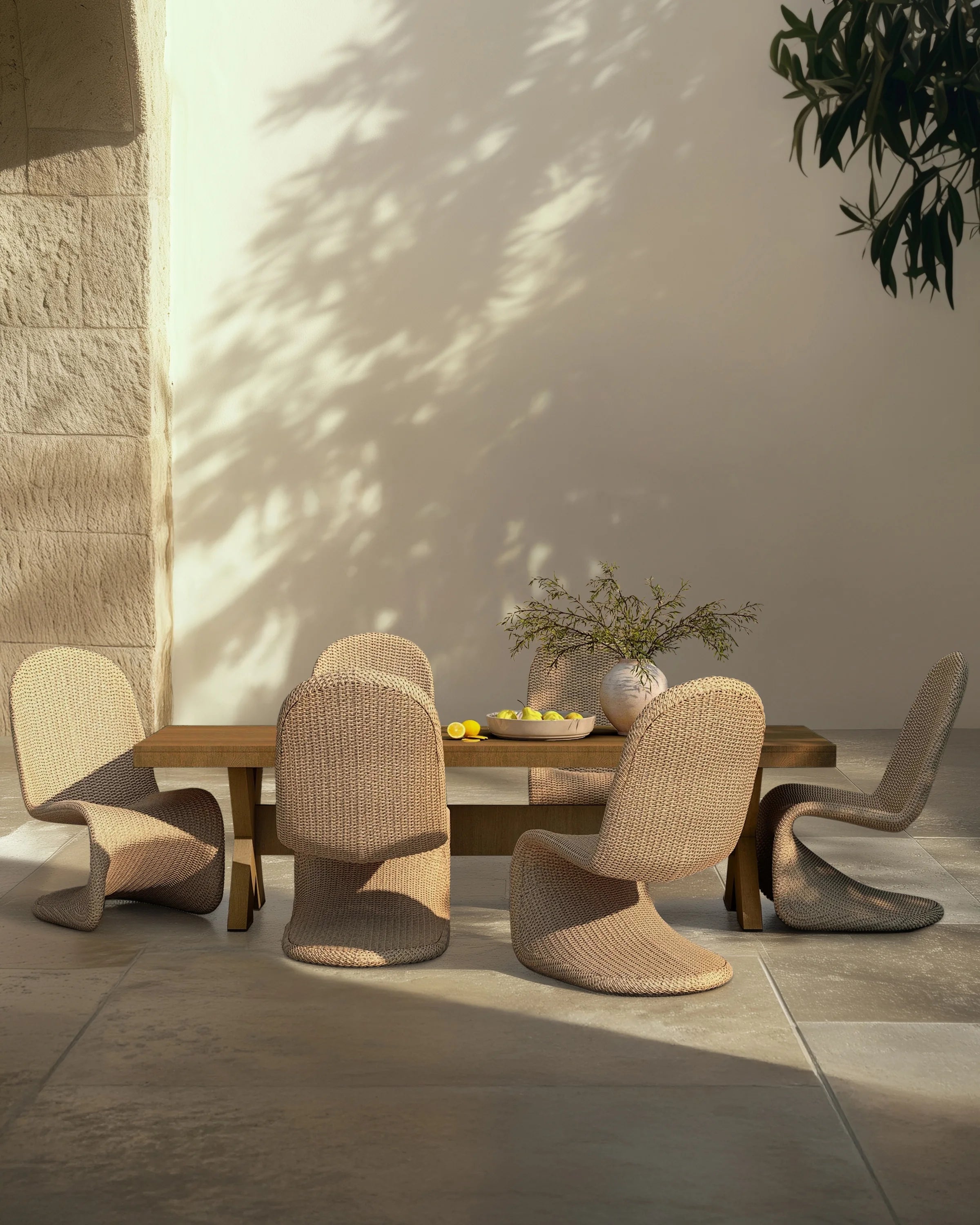Curved All-Weather Wicker Indoor/Outdoor Dining Chair - One Size / Natural Secondary image