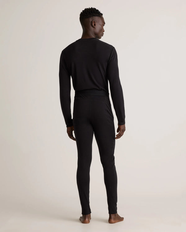 100% Merino Wool Cold Weather Base Layer Bottoms - S / Black