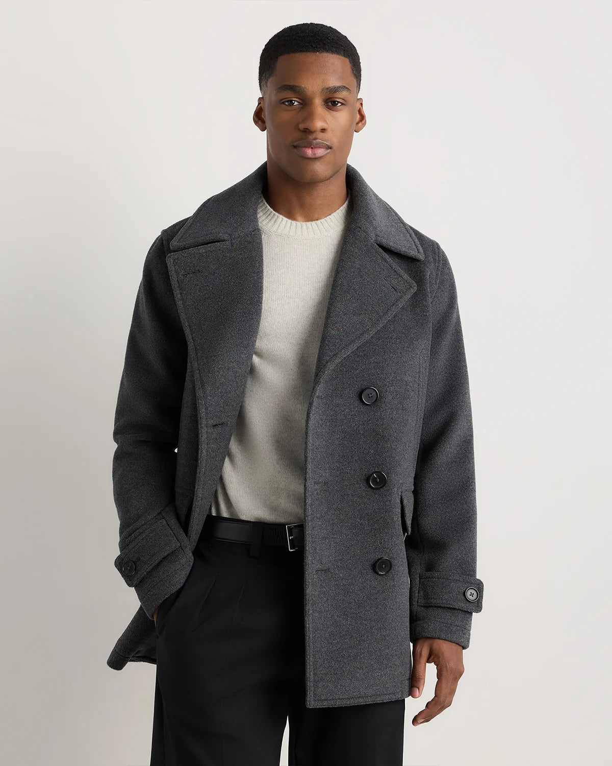 Wool Cashmere Peacoat - XS / Heather Charcoal Main image