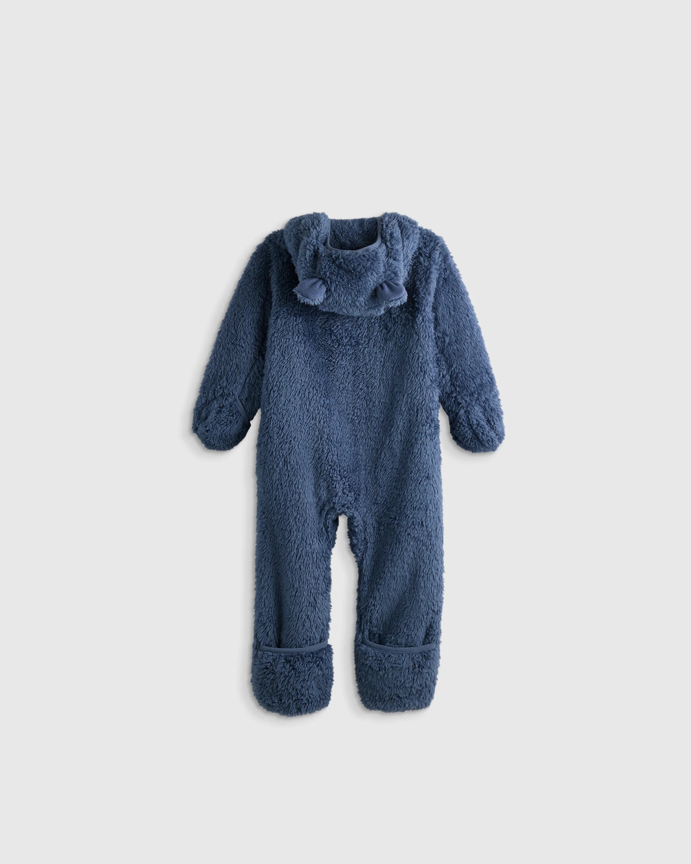 Recycled Sherpa Fleece Baby Bear Bunting - 9-12M / Vintage Blue Secondary image