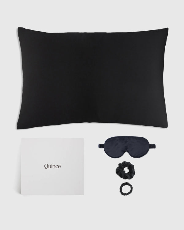 100% Washable Silk Beauty Sleep Set - One Size / Black