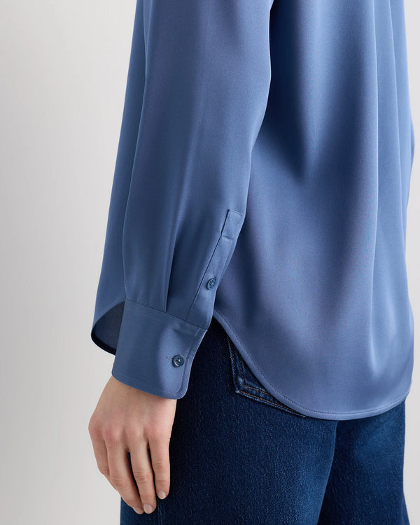 Washable Stretch Silk Blouse - XS / Moonstone Blue