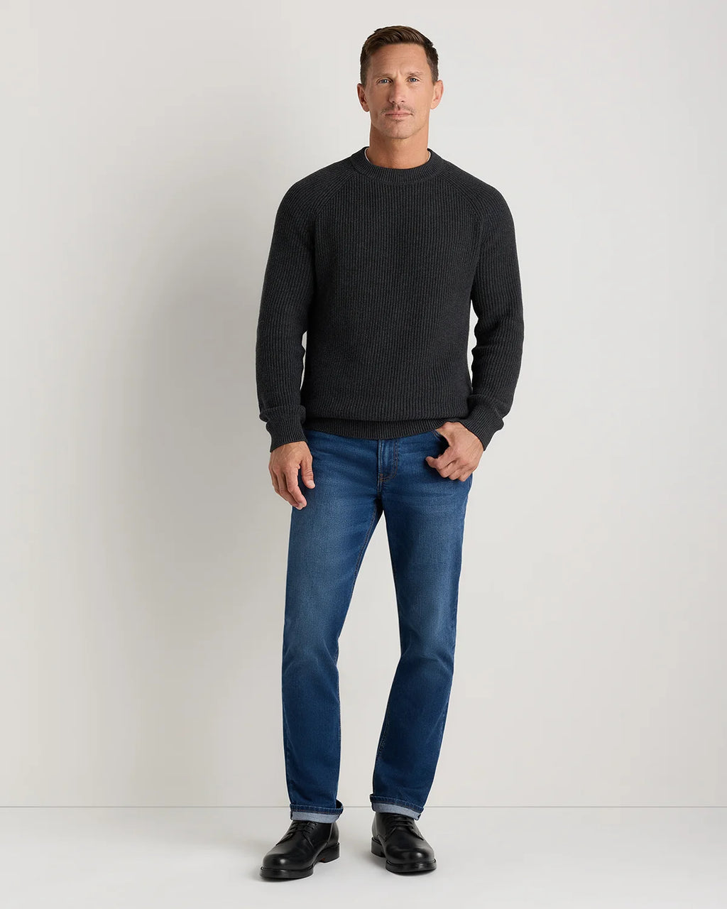 100% Organic Cotton Ribbed Crewneck Sweater - XS / Bahia Blue