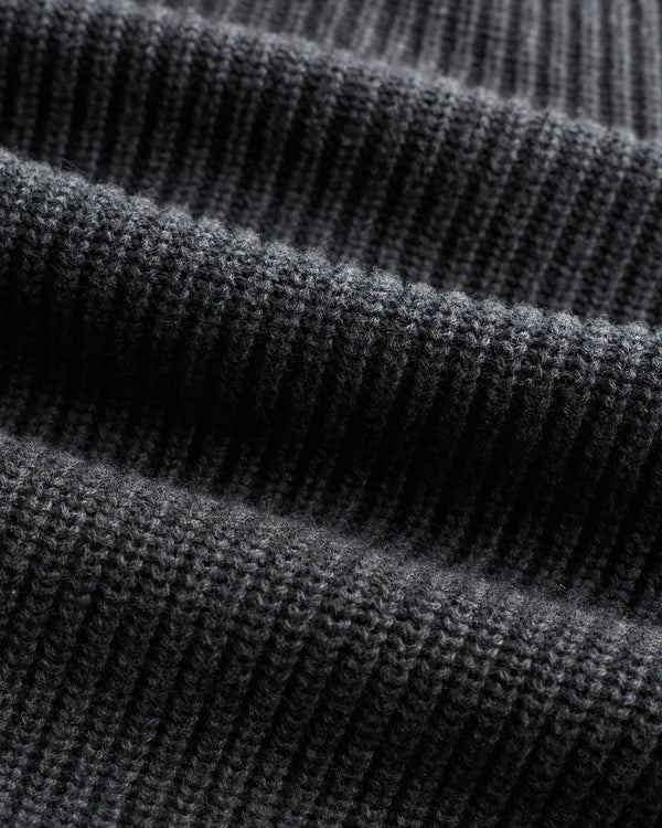 100% Organic Cotton Ribbed Quarter-Zip Sweater - S / Navy