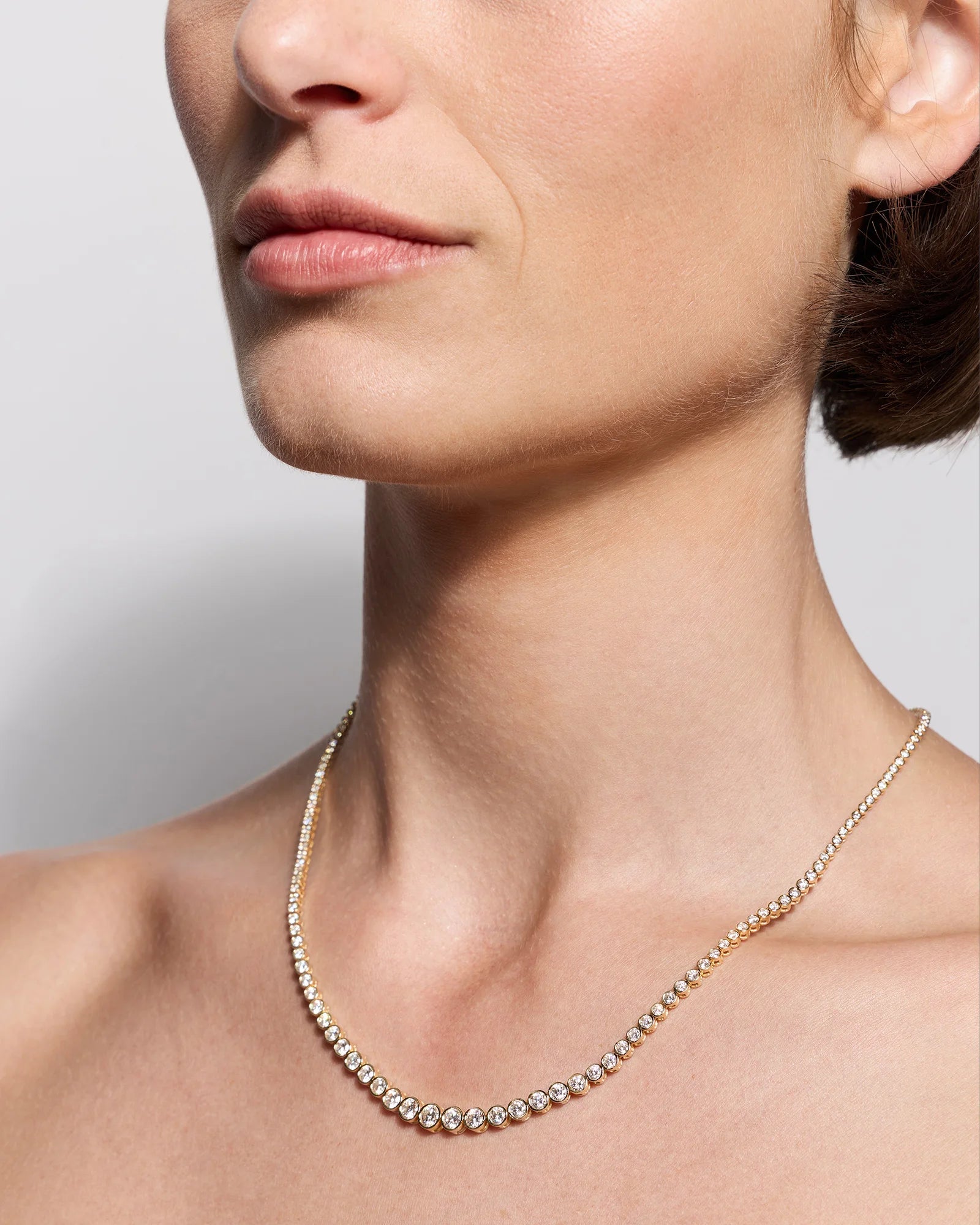 14K Gold Lab Grown Diamond Bezel Set Graduated Tennis Necklace - 7ctw - One Size / Yellow Gold Secondary image