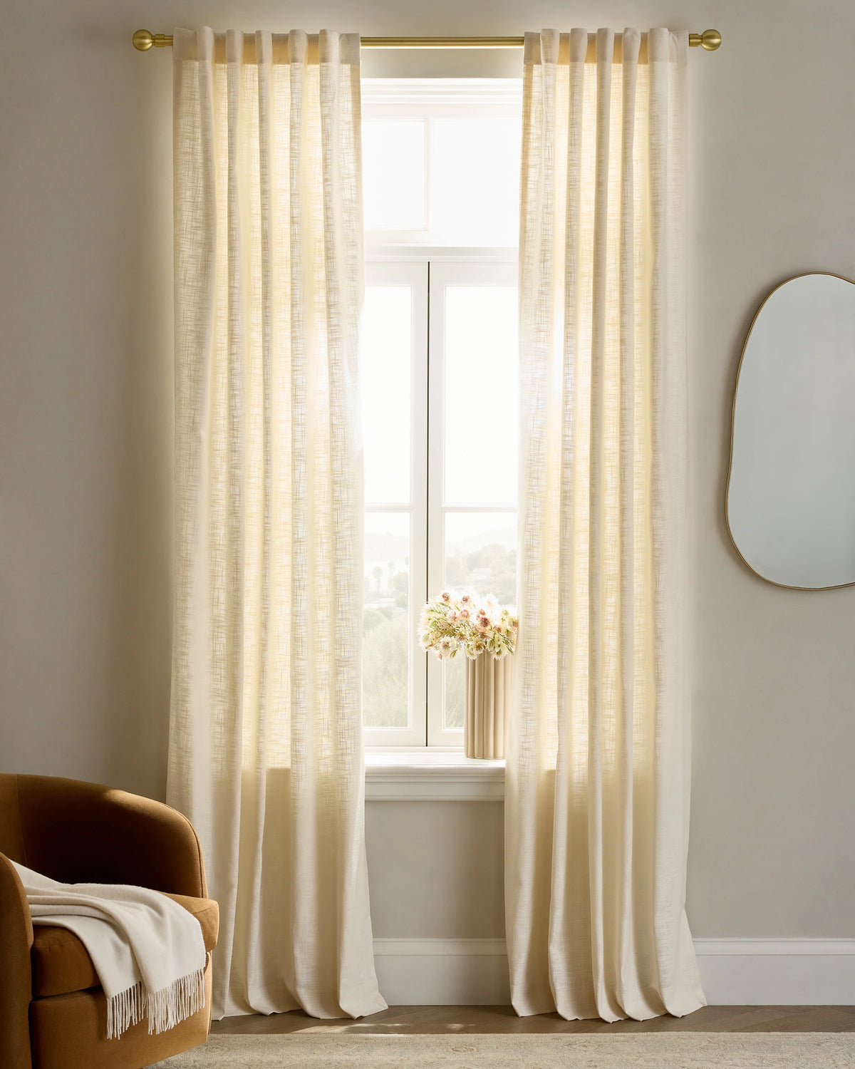 Textured Cotton Curtain - 48x84 / Ivory Main image