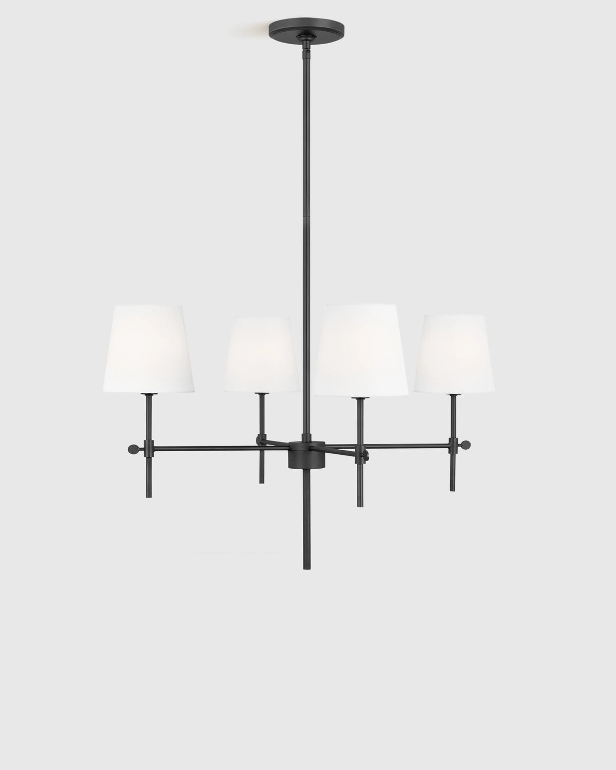 Linear Steel Chandelier with Linen Shades - Small / Black Main image