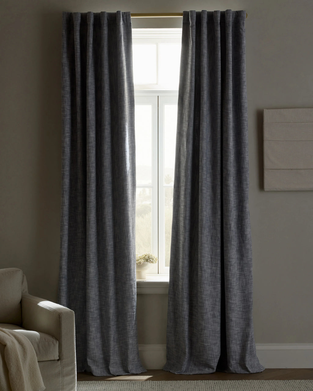 Textured Cotton True Blackout Curtain - 48x84 / White