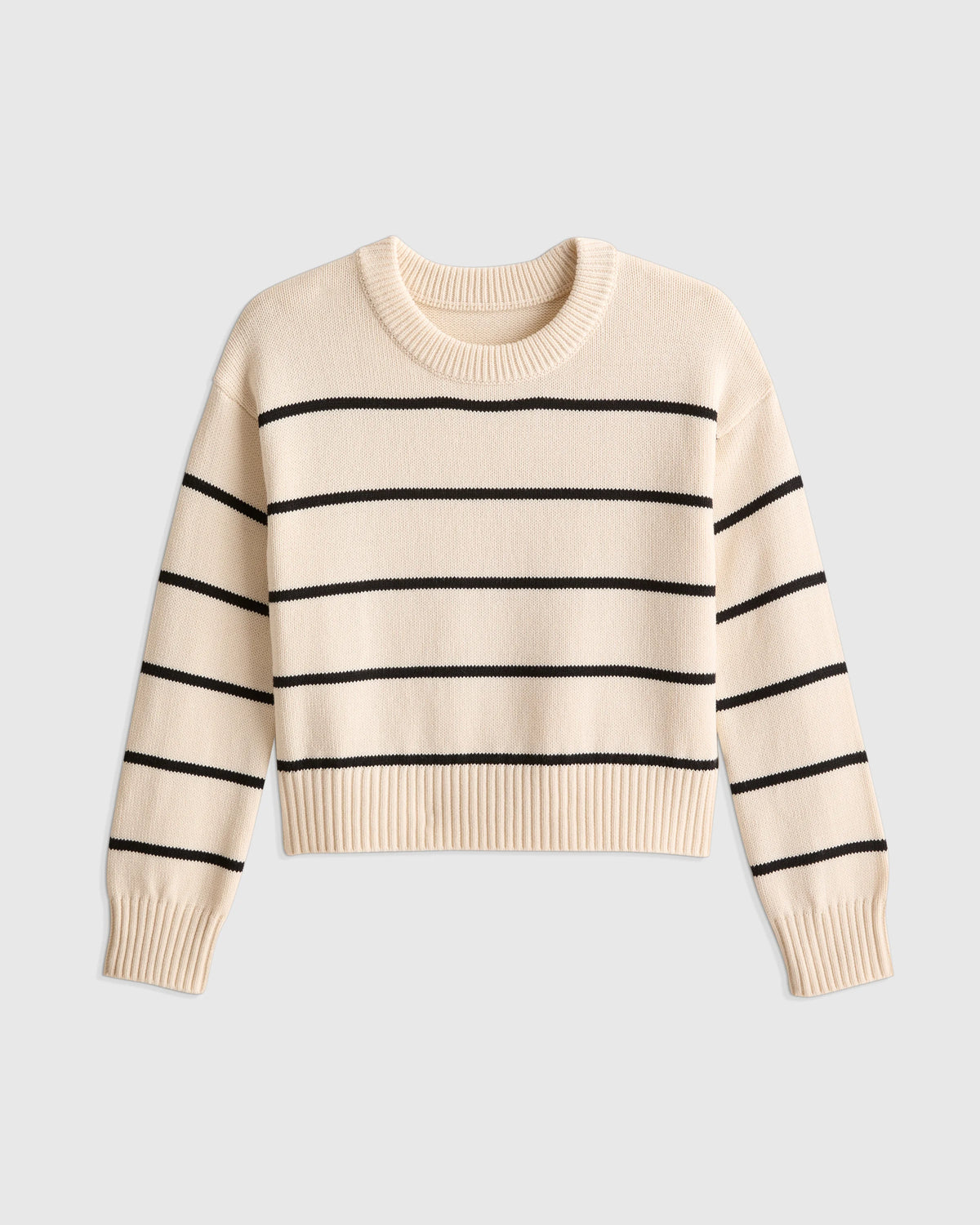 100% Organic Cotton Crewneck Sweater - 6 / Navy/White