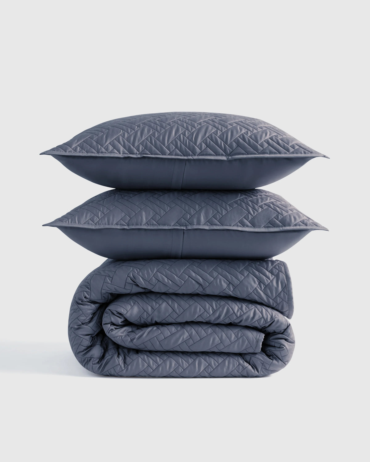Organic Cotton Basketweave Quilt Set - Twin / Mineral Main image