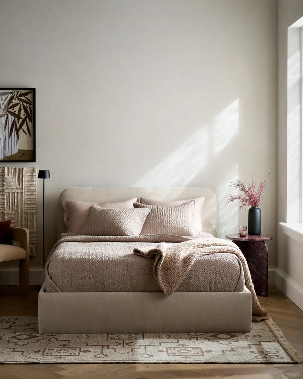 Organic Cotton Hand Stitched Quilt Set - Twin / Stone
