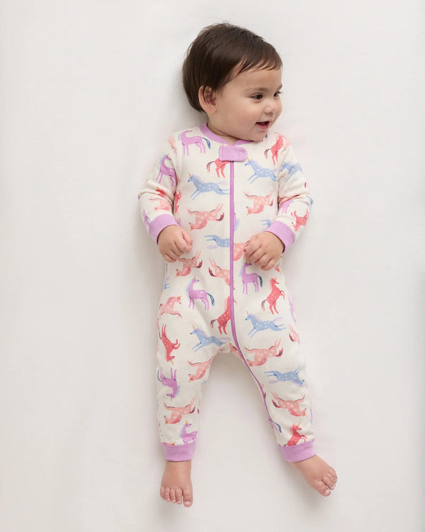 100% Organic Cotton One Piece Pajama - 0-3M / Navy Stripe