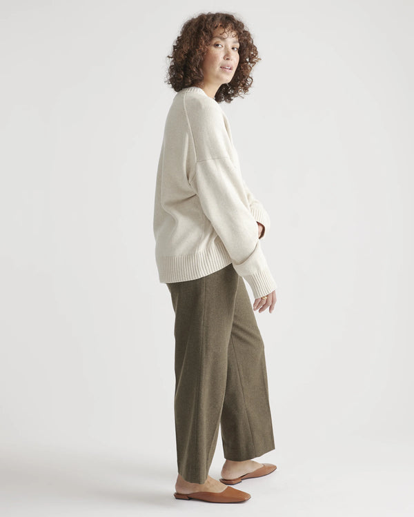 100% Organic Cotton Boyfriend Crew Sweater - XS / Speckled Beige