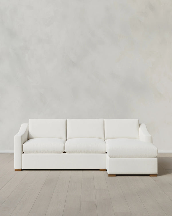 Hollis Slope Arm Chaise Sectional in Performance Chenille Linen Blend - 104" Right Arm / Snow