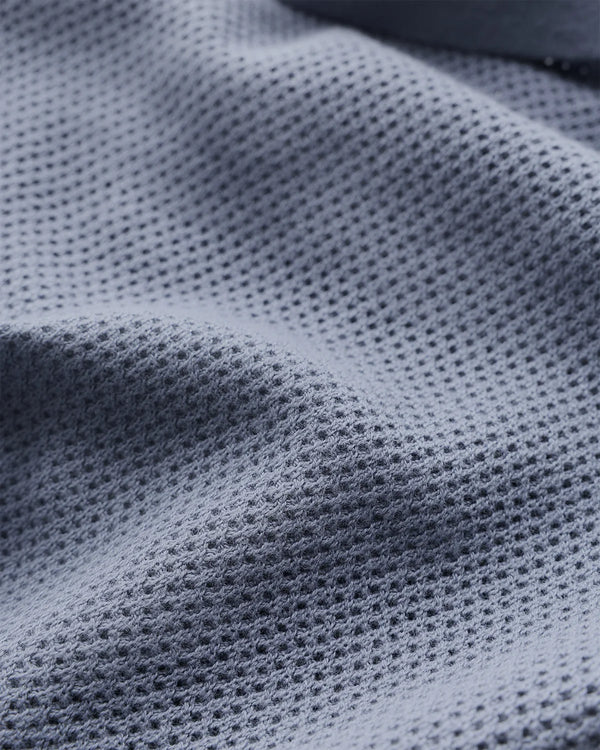 100% Organic Cotton Mesh-Stitch Sweater Polo - XS / Charcoal