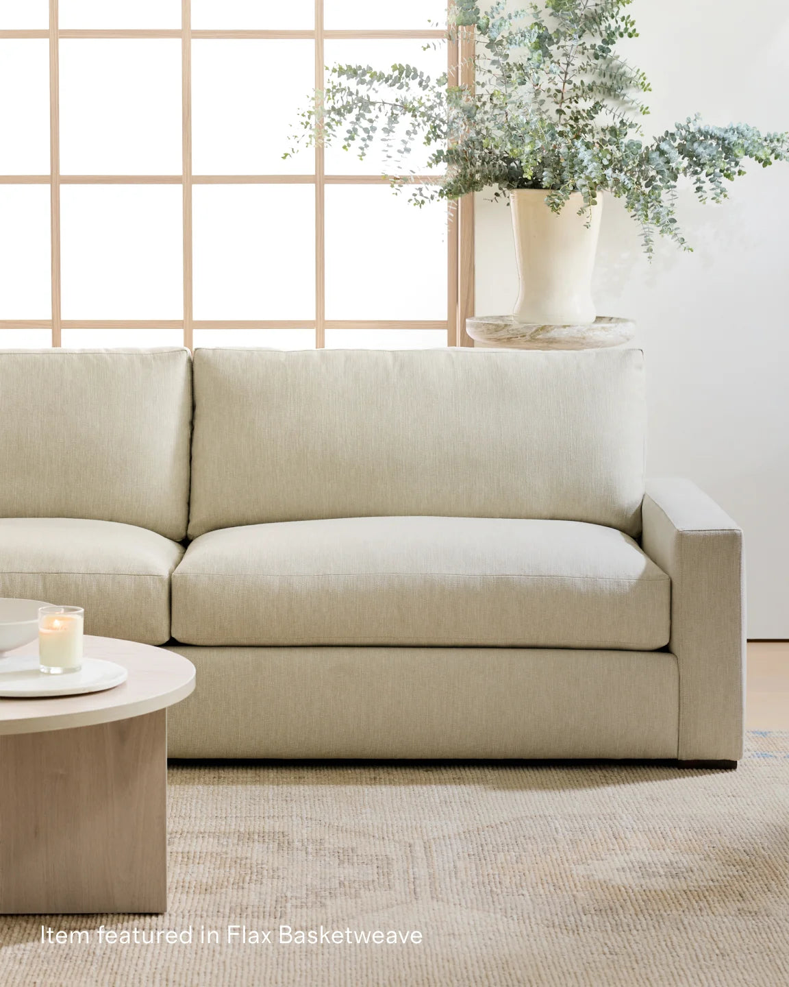 Stillman U Sectional in Performance Basketweave - One Size / Flax