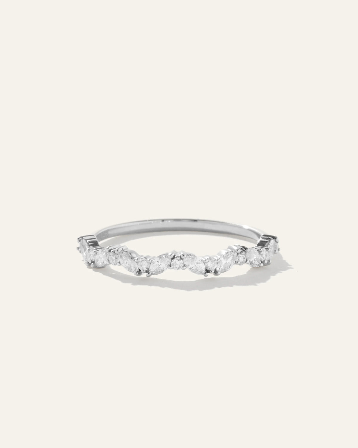 14K Gold Diamond Slanted Marquise and Round Band - 4 / White Gold Main image
