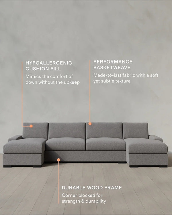 Stillman U Sectional in Performance Basketweave - One Size / Flax