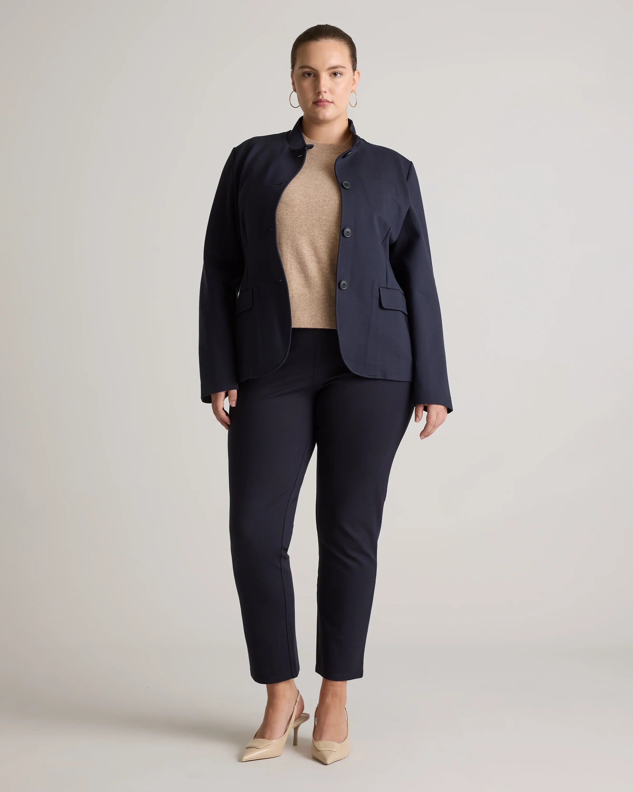 Ultra-Stretch Ponte Stand Collar Blazer - XS / Navy Secondary image