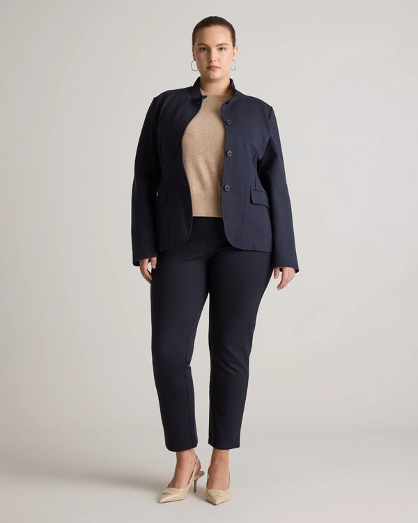 Ultra-Stretch Ponte Stand Collar Blazer - XS / Navy