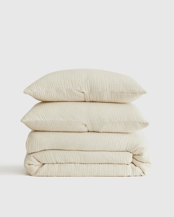 Organic Cotton Gauze Duvet Cover Set - Twin / Dried Sage
