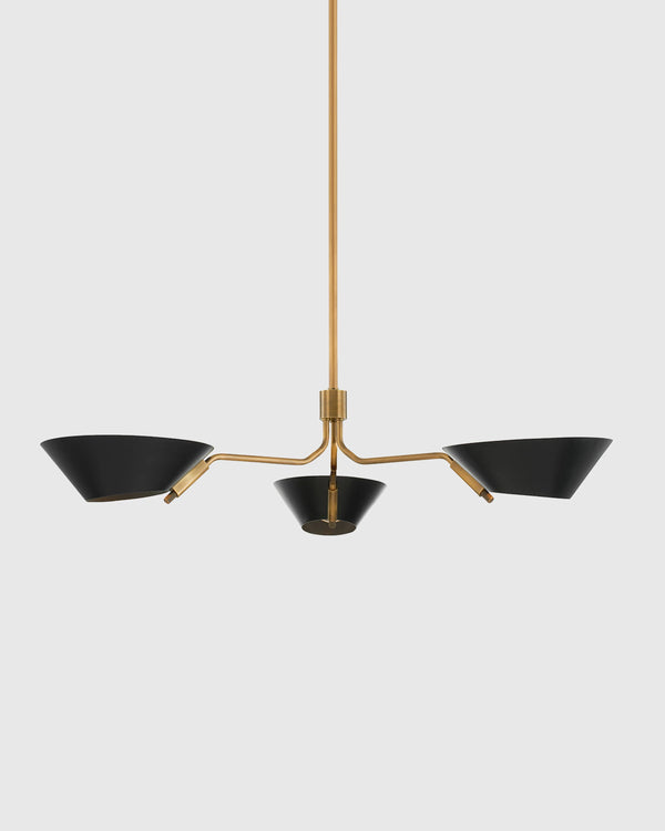 Mid-Century Armed Iron Chandelier - One Size / Sand