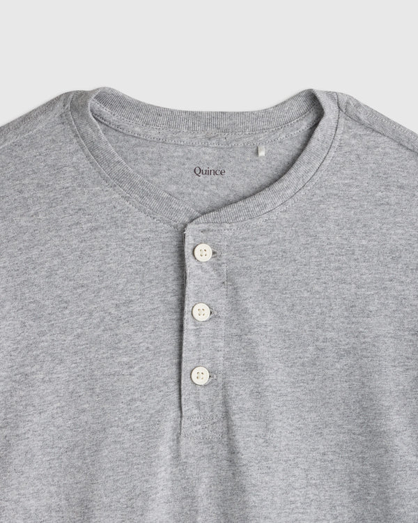 100% Organic Cotton Long Sleeve Henley Tee - 6 / Oatmeal Stripe