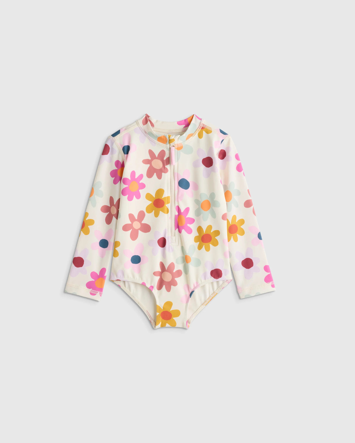 Long Sleeve Zip-Up Swimsuit - 2T / Happy Floral Main image