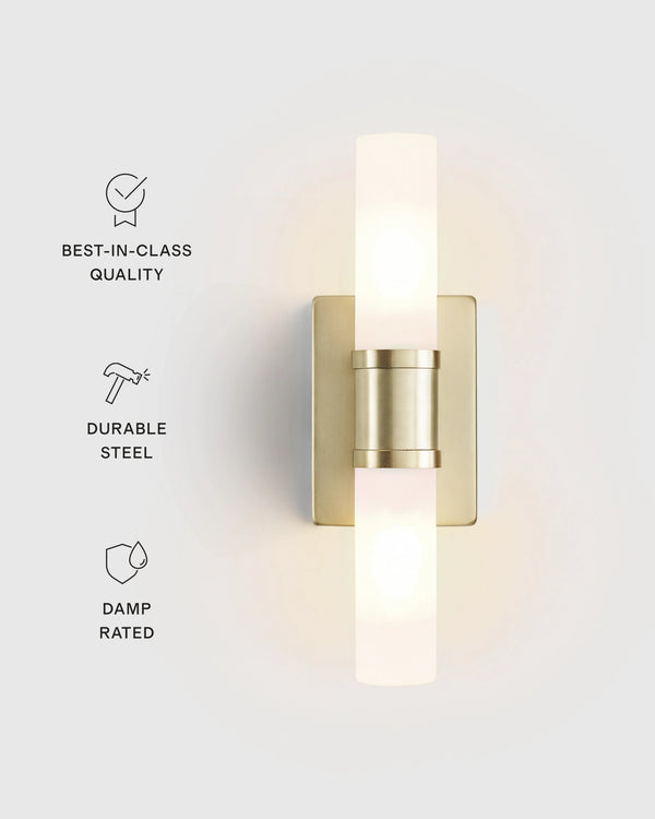 Cuff Glass Vanity Sconce - 16" / Brass