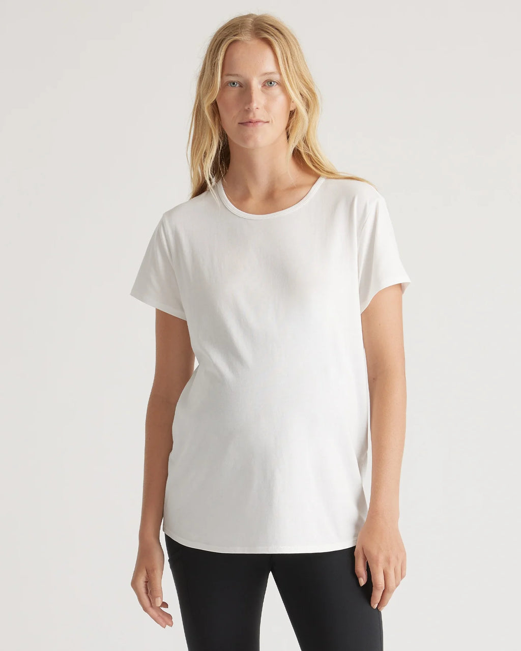 Cotton Modal Maternity Crew Neck Tee (2-pack) - XS / Black/Redwood Brown
