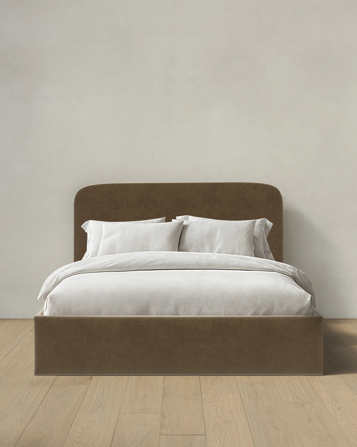 Curved Bed in Performance Velvet - Full / Walnut Main image