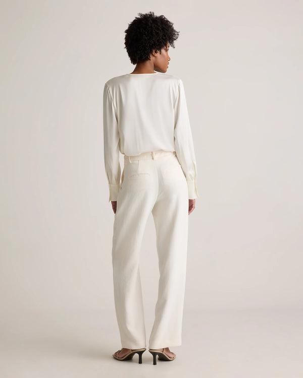 Washable Stretch Silk Surplice Bodysuit - XS / Moonstone Blue