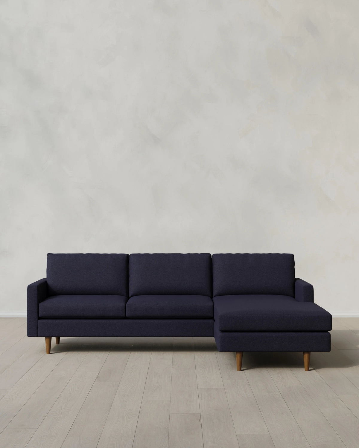 Atlas Midcentury Chaise Sectional in Performance Basketweave - 106" Right Arm / Navy Main image