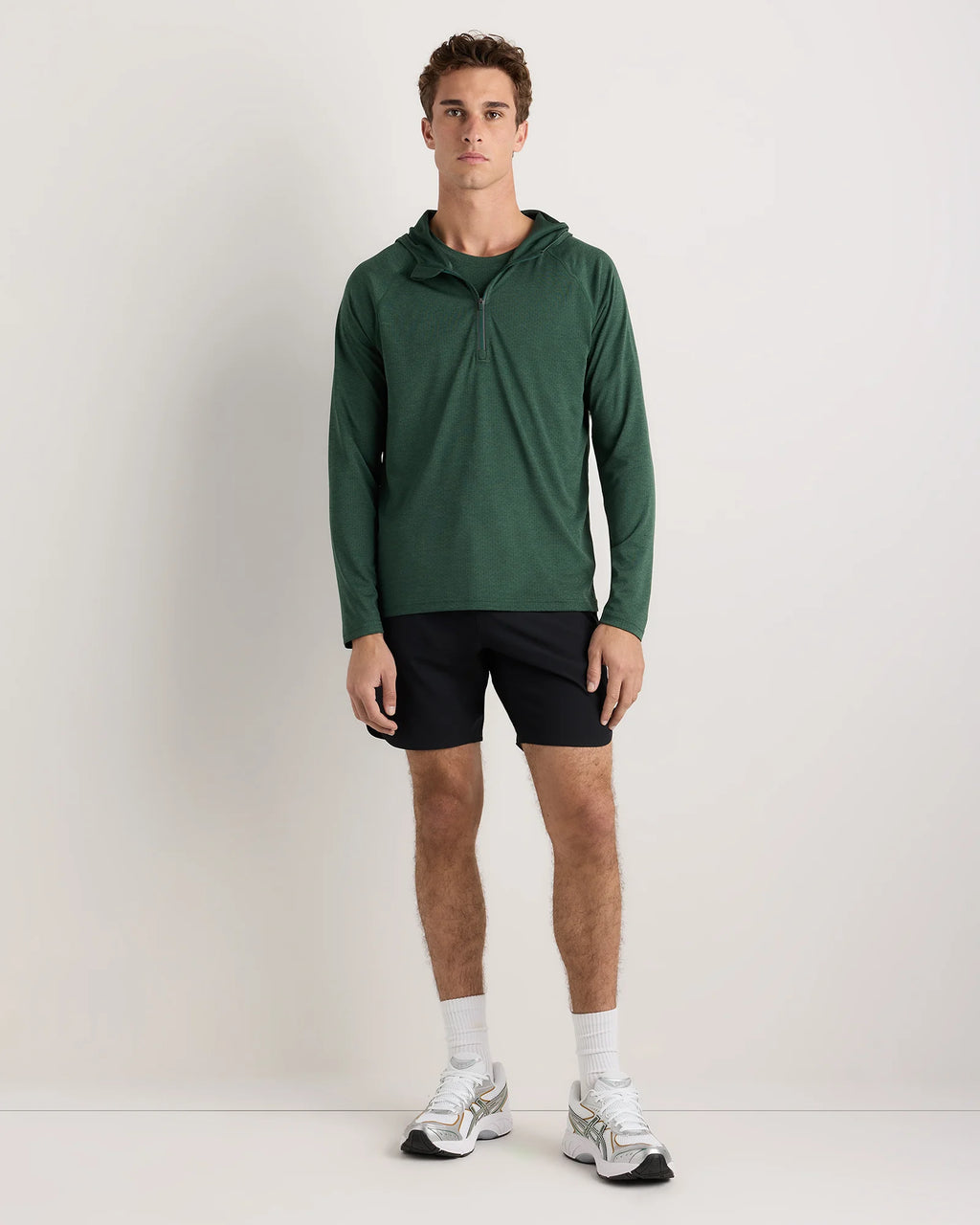Mesh Performance Training Quarter Zip Hoodie - S / Heather Grey