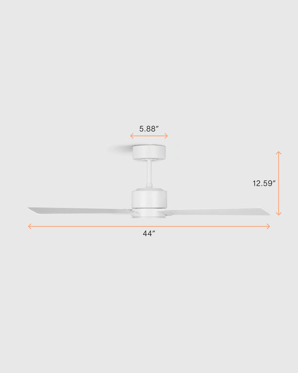 Minimalist Wood Blade Ceiling Fan - 44" / White