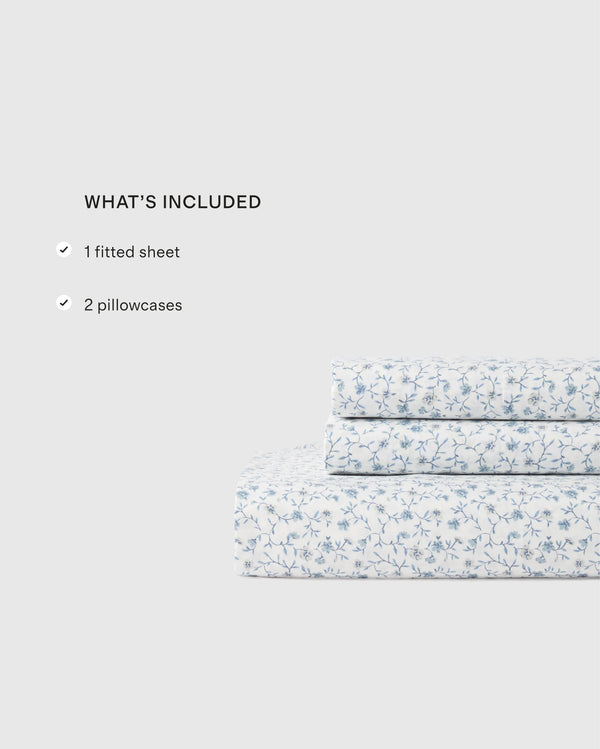 Organic Crisp Percale Floral Fitted Sheet Set - Twin / Toffee Florette