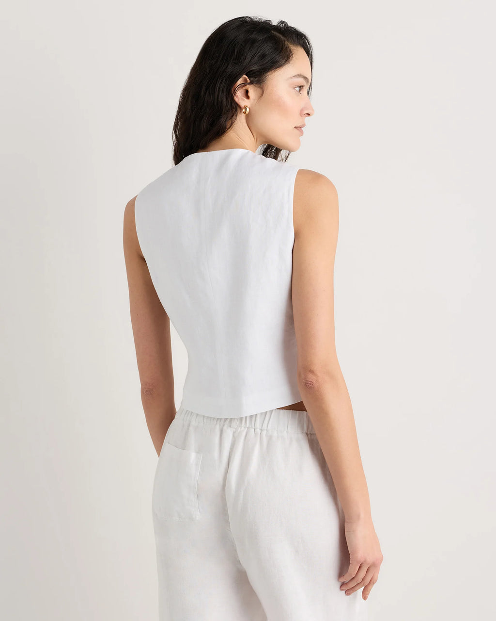 100% European Linen Vest - XS / Blue Pinstripe
