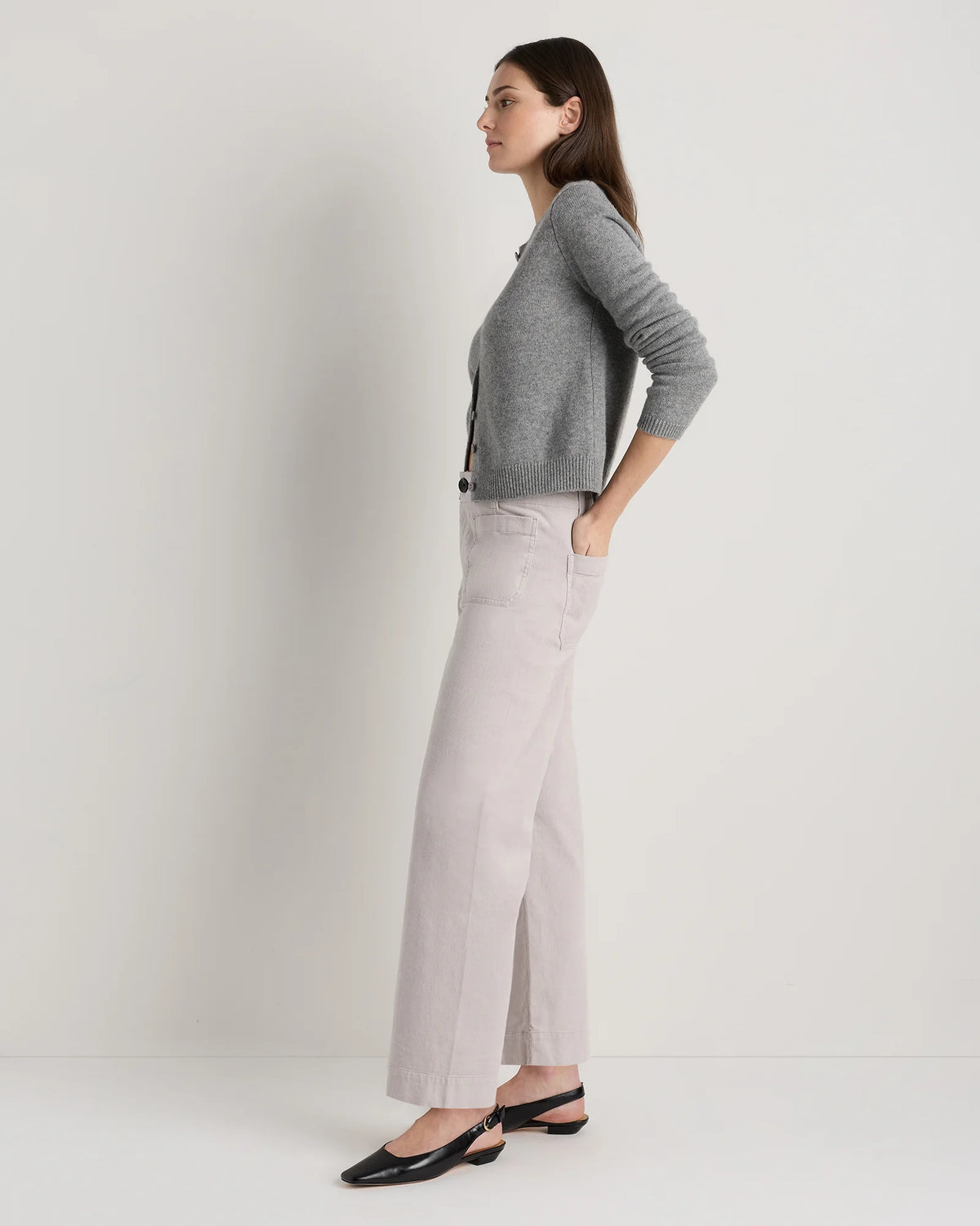 Organic Stretch Corduroy Cropped Wide Leg Pants - 0 / Black