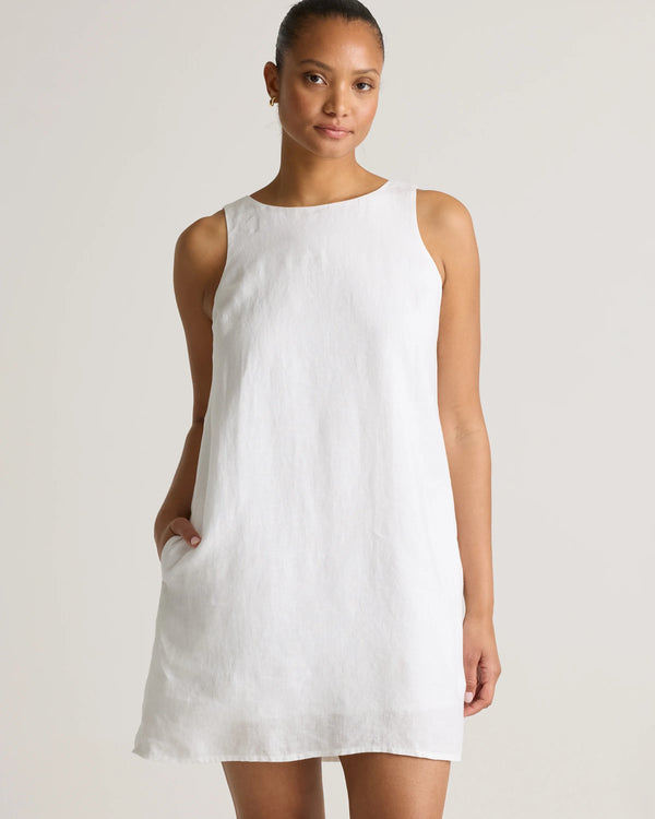 100% European Linen Tank Mini Dress - XS / Martini Olive