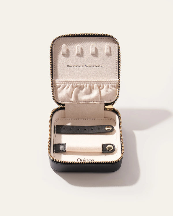 Leather Jewelry Travel Case - One Size / Black
