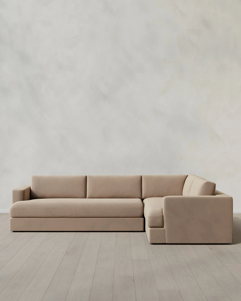 Sierra Curved Arm L Sectional in Performance Velvet - Right Arm / Sable
