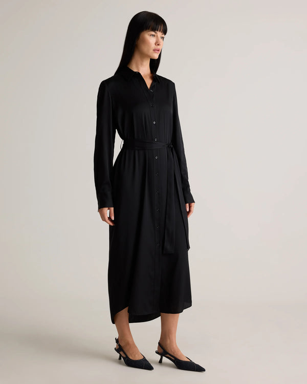 Washable Stretch Silk Maxi Shirt Dress - XS / Moonstone Blue