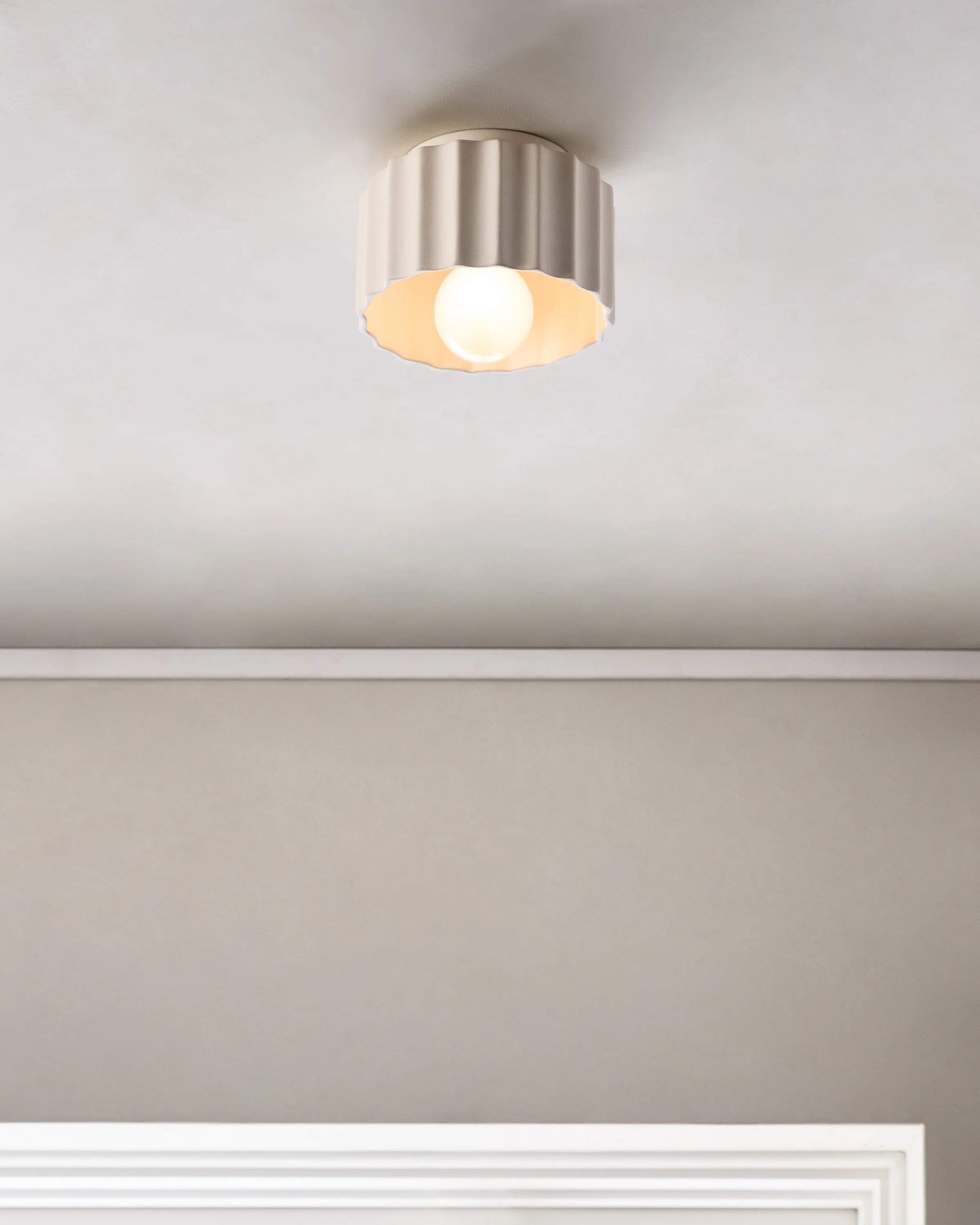 Scalloped Ceramic Flush Mount / Sconce - 8" / Natural Secondary image