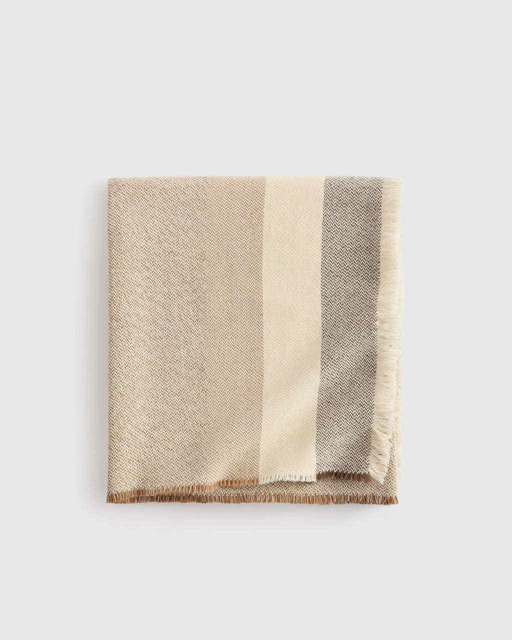 Wool Alpaca Stripe Throw - 50x70 / Latte